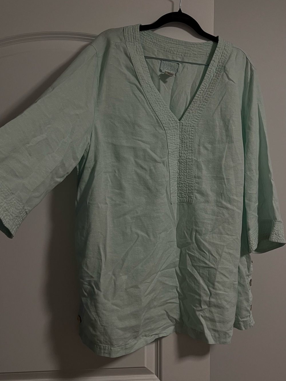 Sigrid Olsen Mint Green V-Neck Tunic Top